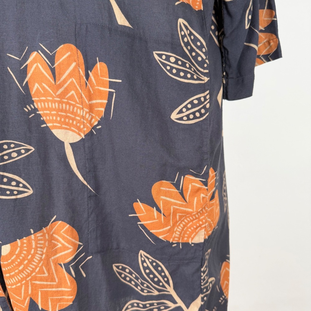 Gudrun Sjoden Womens Organic Cotton Floral Duster Cardigan Navy Rust Medium - Picture 7 of 14